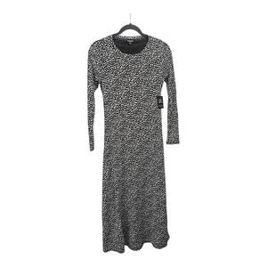 Express NWT Dress Size XS Long Stretch L/S Black White Spots
